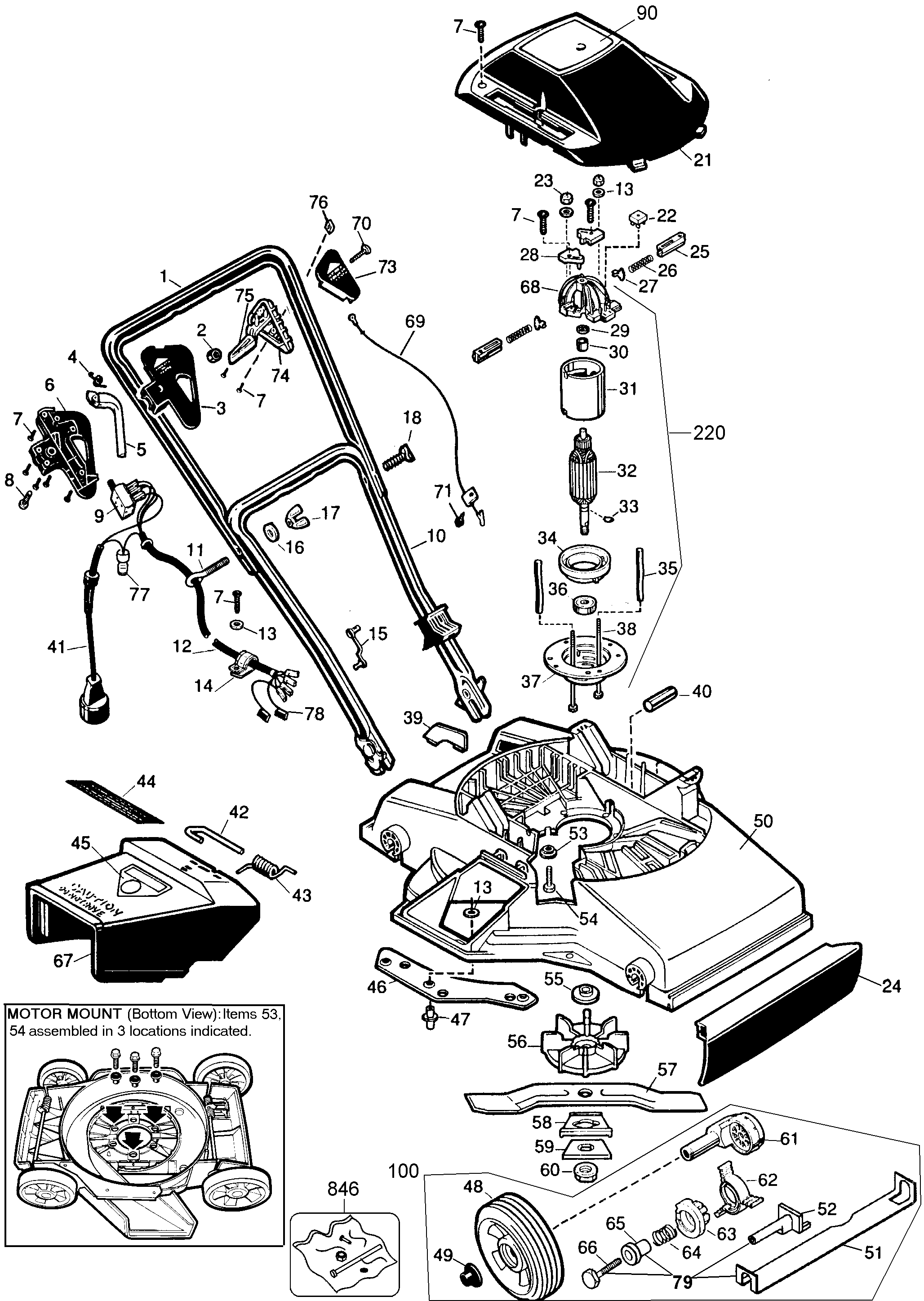 Page A Diagram and Parts List for M200-BDK 5 Black and Decker Lawn Mower